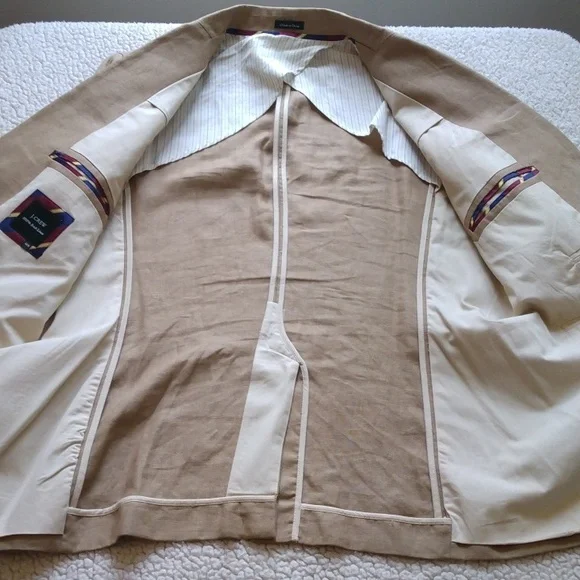 J Crew Tan Unlined Irish Linen 3 Button Sport Jacket44R